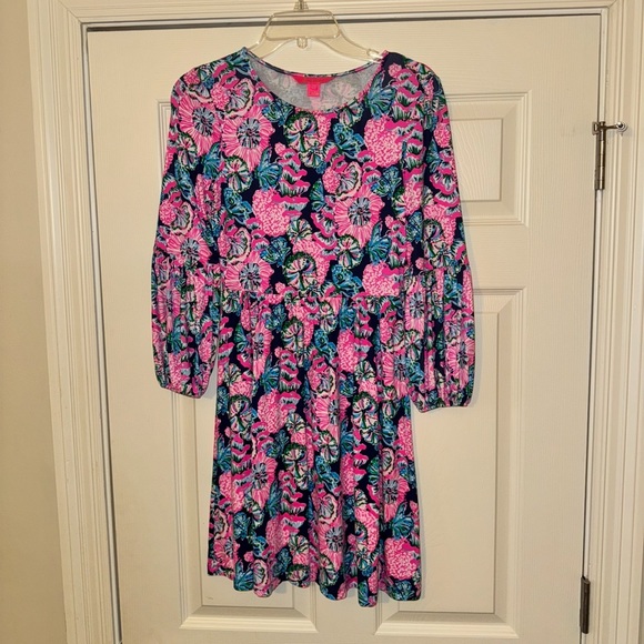 Lilly Pulitzer Auralia Dress, Oyster Bay Navy Shroom With A View print, XS. EUC - Picture 3 of 16